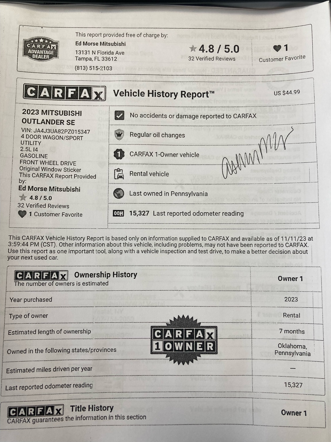 Clean Carfax Report